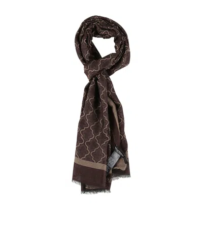 Emporio Armani Rectangular Geometric Pattern Viscose-blend Scarf In Black