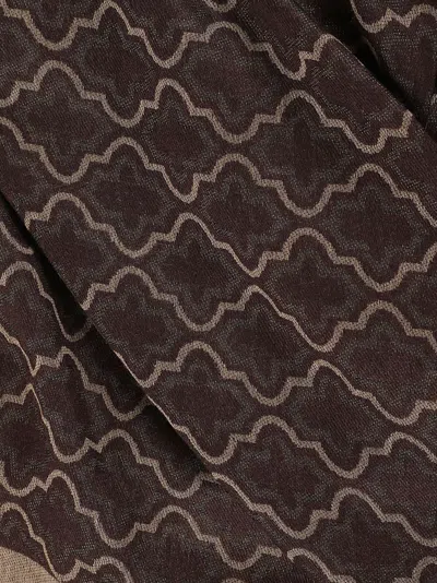 Emporio Armani Rectangular Geometric Pattern Viscose-blend Scarf In Black