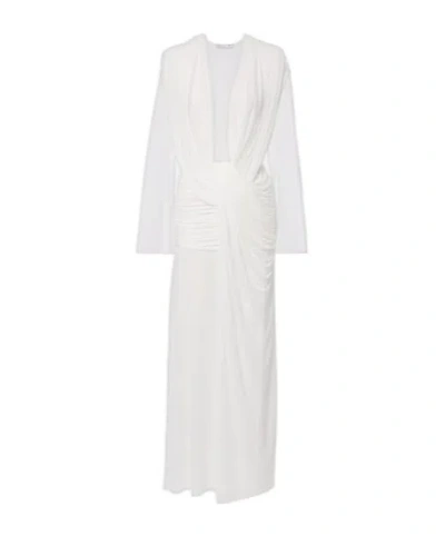 Christopher Esber Ripple Draped Jersey Gown In White