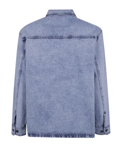 Les Deux Jacket Bleached Denim Overshirt In Blue