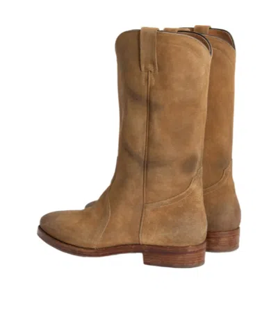 Jil Sander Aged-effect Round-toe Boots In Yellow