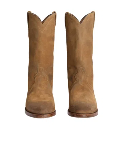 Jil Sander Aged-effect Round-toe Boots In Yellow