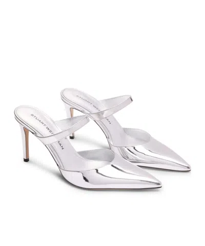 Stuart Weitzman Stuart Power Mule 85 In Silver