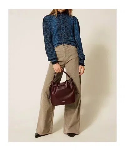 Twinset Python-print Wool Pullover In Blue