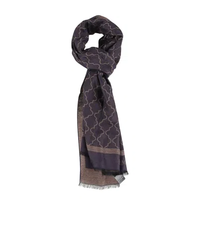 Emporio Armani Rectangular Geometric Pattern Viscose-blend Scarf In Black