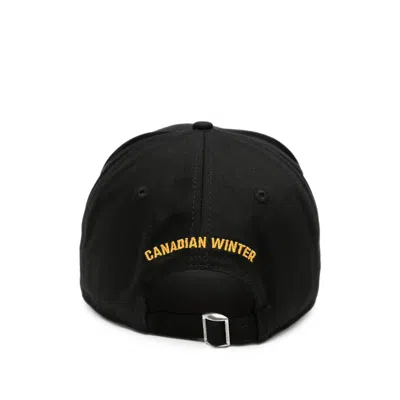 Dsquared2 Distressed Embroidered Baseball Cap In Black