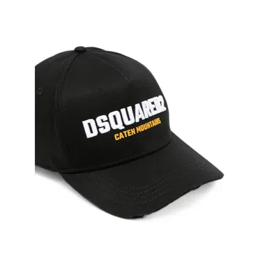 Dsquared2 Distressed Embroidered Baseball Cap In Black