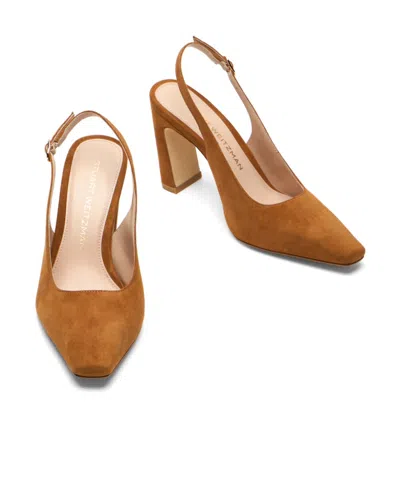 Stuart Weitzman Stassi Slingback Suede Pumps In Brown