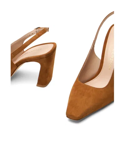 Stuart Weitzman Stassi Slingback Suede Pumps In Brown