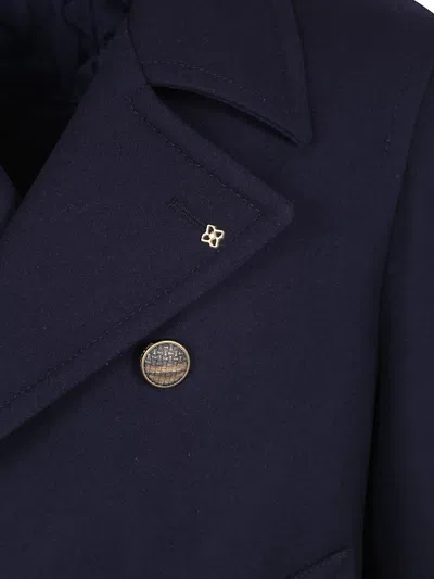 Tagliatore Double-breasted Pea Coat In Blue