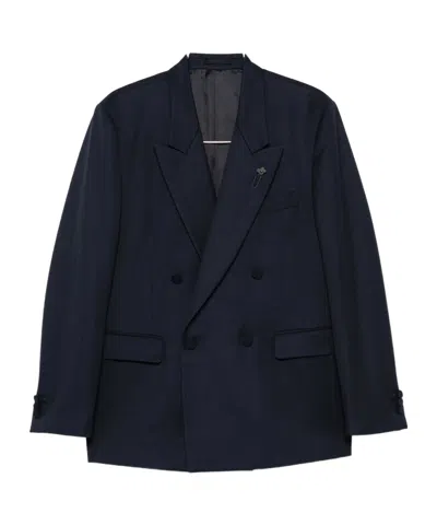 Lardini Double-breasted Peak-lapel Jacket In Blue