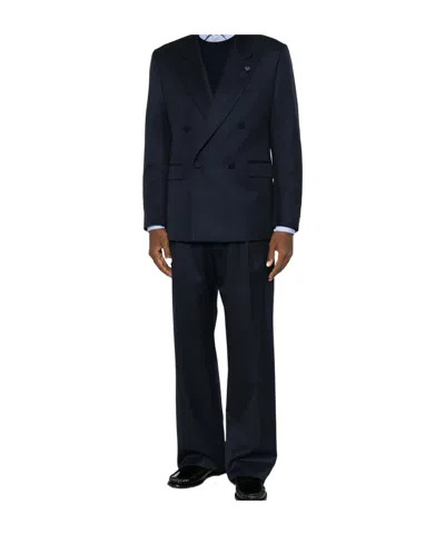 Lardini Double-breasted Peak-lapel Jacket In Blue