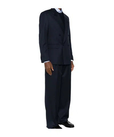 Lardini Double-breasted Peak-lapel Jacket In Blue