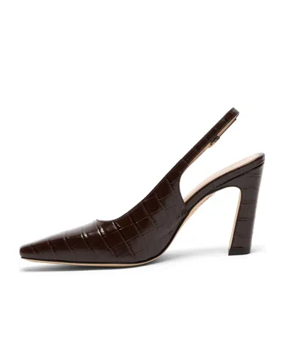 Stuart Weitzman Croc-effect Slingback Pumps In Brown
