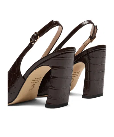Stuart Weitzman Croc-effect Slingback Pumps In Brown