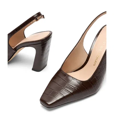 Stuart Weitzman Croc-effect Slingback Pumps In Brown