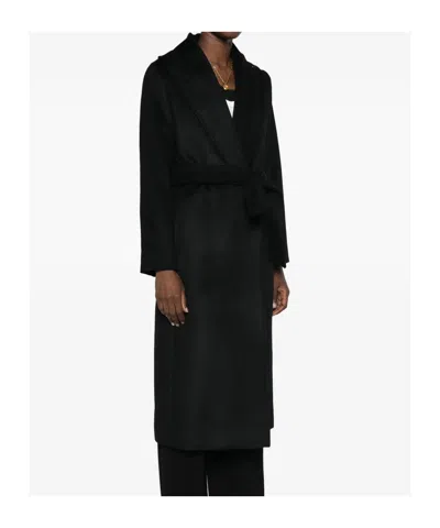 Max Mara Collared Long-sleeved Coat In Black