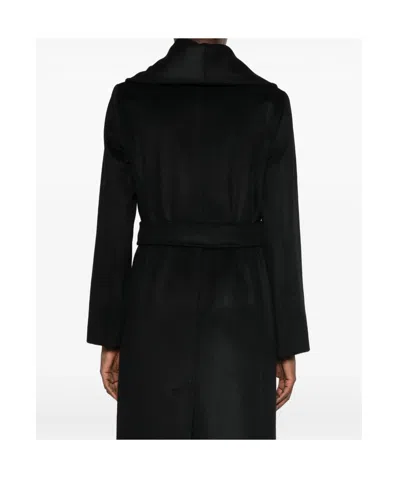 Max Mara Collared Long-sleeved Coat In Black