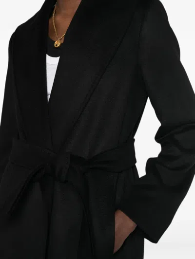 Max Mara Collared Long-sleeved Coat In Black
