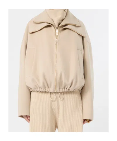 Sportmax Pure Wool Bomber Jacket With Removable Front Insert In White
