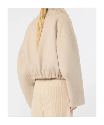 Sportmax Pure Wool Bomber Jacket With Removable Front Insert In White