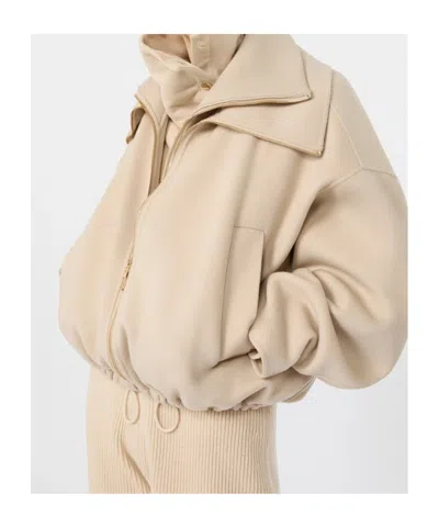Sportmax Pure Wool Bomber Jacket With Removable Front Insert In White