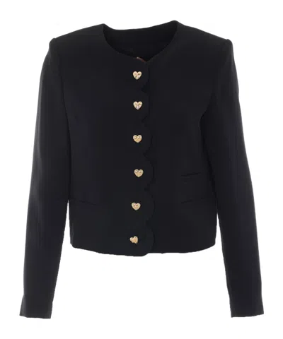 Twinset Button-front Long-sleeve Casual Jacket In Black