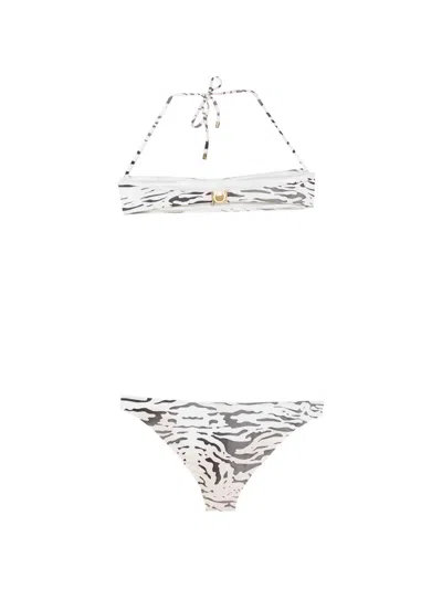 Balmain Tiger-print Bikini In White