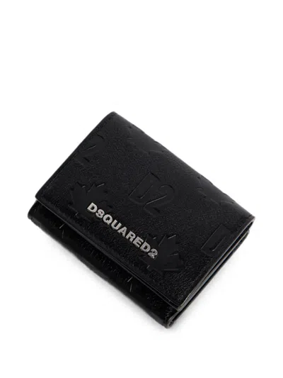 Dsquared2 D2 Monogram Trifold Wallet In Black