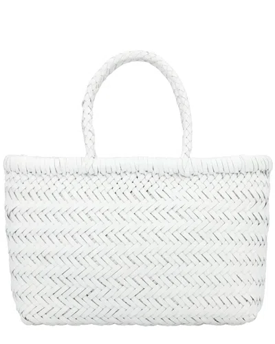 Dragon Diffusion Mini Flat Gora Leather Top Handle Bag In White