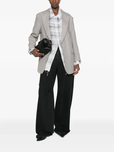 R13 Pinstripe-pattern Blazer In Gray