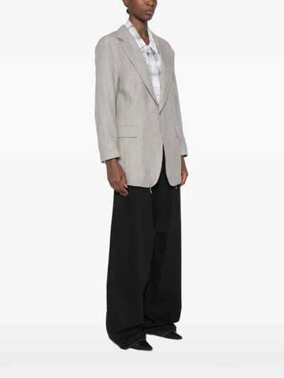 R13 Pinstripe-pattern Blazer In Gray