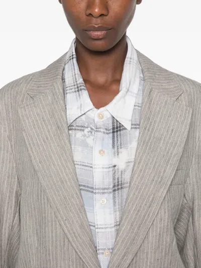 R13 Pinstripe-pattern Blazer In Gray