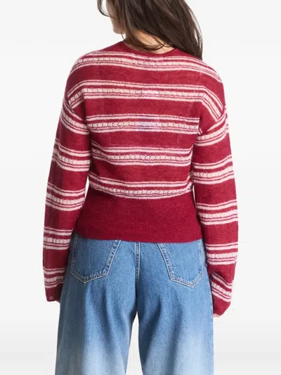 Samsoe & Samsoe Striped Button-front Cardigan In Red
