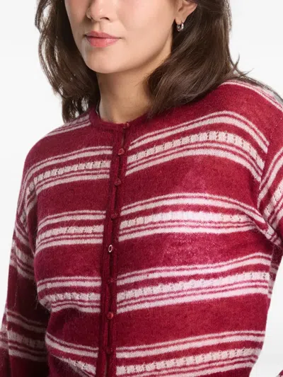 Samsoe & Samsoe Striped Button-front Cardigan In Red
