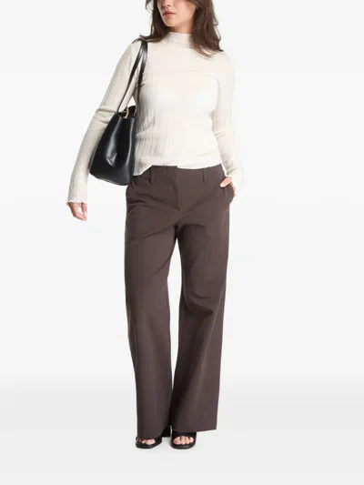 Samsoe & Samsoe Belt-loop Wide-leg Trousers In Brown