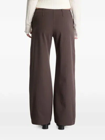 Samsoe & Samsoe Belt-loop Wide-leg Trousers In Brown
