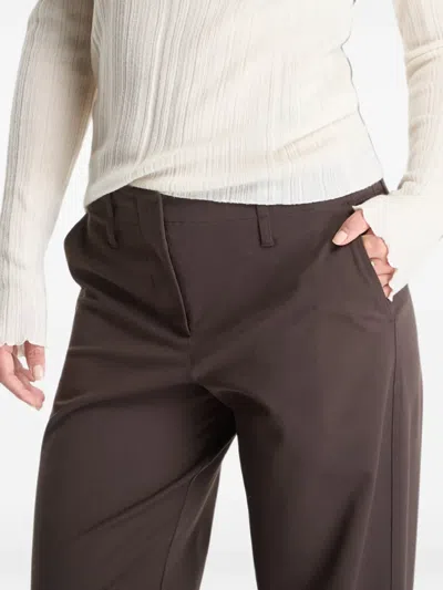 Samsoe & Samsoe Belt-loop Wide-leg Trousers In Brown