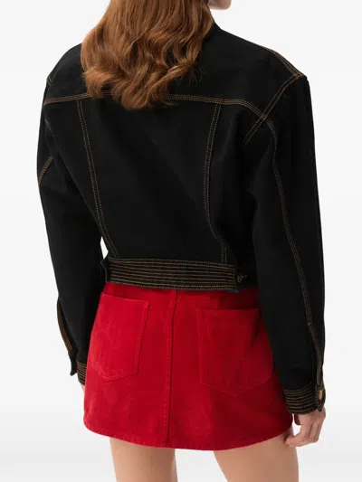 Versace Long-sleeve Denim Jacket In Black