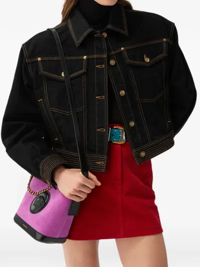 Versace Long-sleeve Denim Jacket In Black