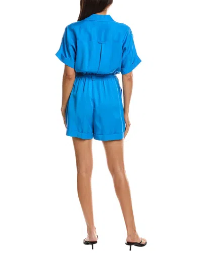 Frnch Lily Woven Romper In Blue