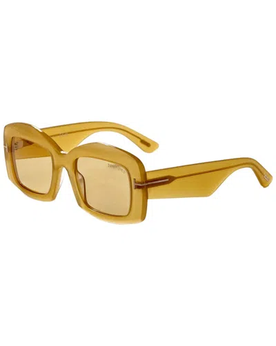 Tom Ford Venetia Light Brown Rectangular Ladies Sunglasses Ft1218 39e 53 In Yellow