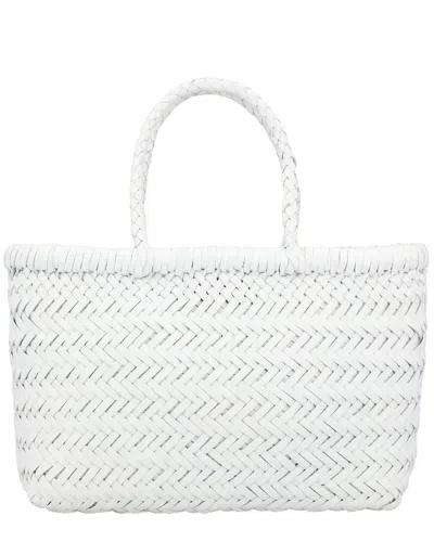 Dragon Diffusion Mini Flat Gora Leather Top Handle Bag In White