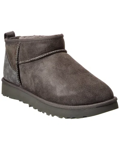 Ugg Classic Ultra Mini Suede Ankle Boots In Gray