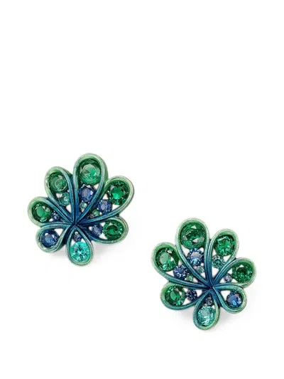 CHANTERELLE EMERALD AND SAPPHIRE STUD EARRINGS