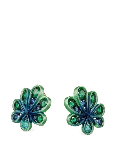 CHANTERELLE EMERALD AND SAPPHIRE STUD EARRINGS