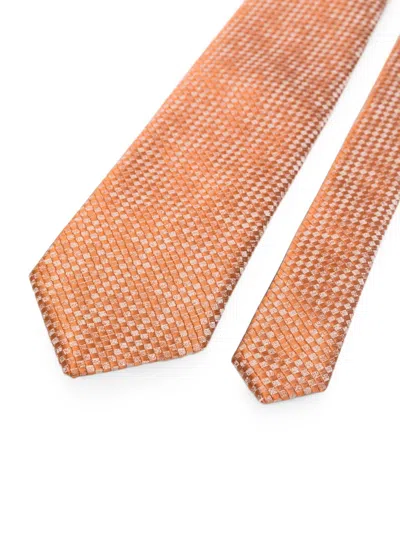 Sapio Check-pattern Tie In Orange