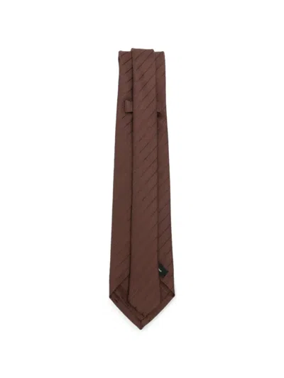 Sapio Diagonal-stripe Tie In Brown