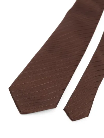 Sapio Diagonal-stripe Tie In Brown