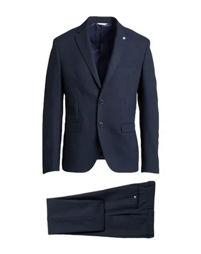 Manuel Ritz Man Suit Navy Size 40 Polyester, Viscose, Elastane In Navy